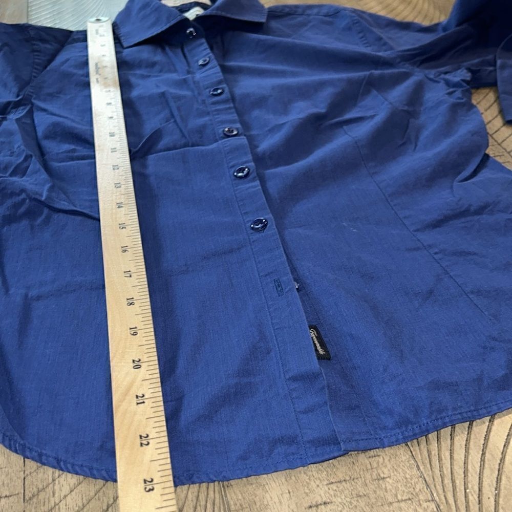 FaconnableNavy 🛳️cottonShirt 👕 3/4 sleeve DeepMediterraneanBlue. Chic Polished - Picture 11 of 17
